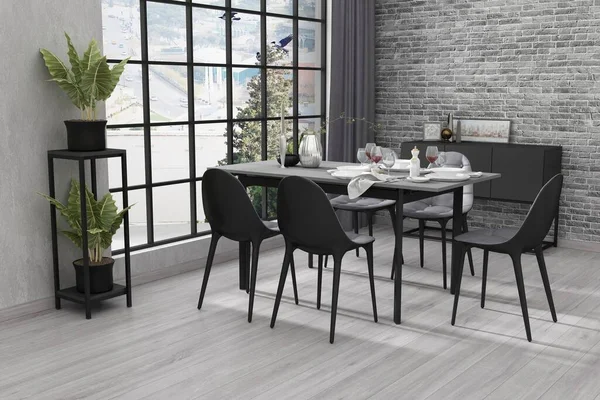 3D render of a dining table in the interior