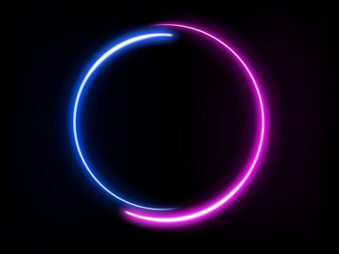 Parlayan Yuvarlak Çerçeve Neon Işığı. Vektör İllüstrasyonu