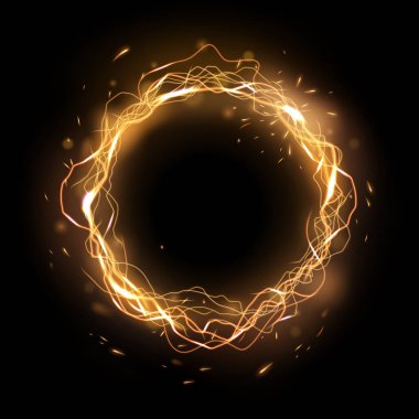 Color Lightning Ring with sparks effect. Vector Illustration