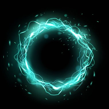 Color Lightning Ring with sparks effect, Vector Illustration