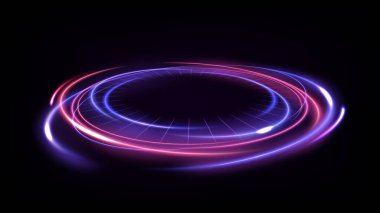 Kıvılcımlı arka planda dönen menekşe ışınları. Geniş Ekran Vektör illüstrasyonu