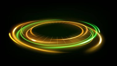 Soyut Yüzük Işığı Efekti Karanlık Arkaplanda İzole Edildi, Vektör İllüzyonu