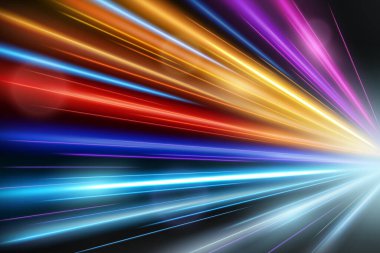 Renkli Işık Yolları, Uzun süreli Görüntü Bulanıklığı Efekti. Vektör İllüstrasyonu