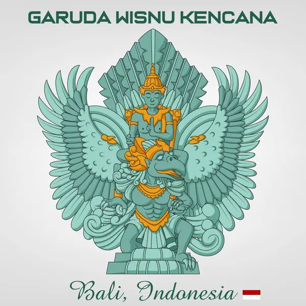 Statue Garuda Wisnu Kencana Cartoon Bali Indonesia Vector Illustration — Stock Vector