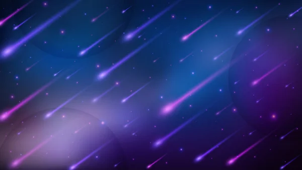 Meteor Rain Bakgrund Elegant Violett Ljus Faller Bred Skärm Vektor — Stock vektor
