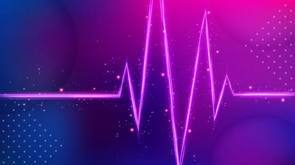 Heart Beat Light Trail Background Elegant Violet Line Crossing Widescreen — Stock Vector