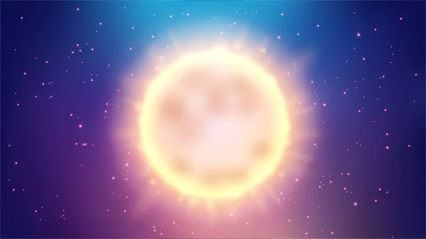 Sun Shines Sky Turquoise Backdrop Widescreen Vector Illustration — Stock Vector