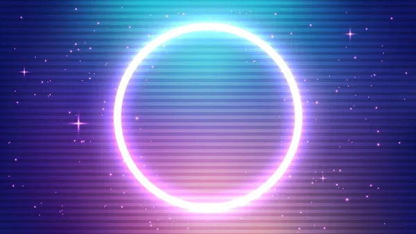 Brillante Cerchio Neon Sfondo Spaziale Concetto Futuristico Illustrazione Vettoriale — Vettoriale Stock