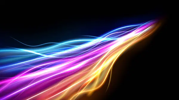 Colorful Light Trails Long Time Exposure Motion Blur Effect Dalam - Stok Vektor
