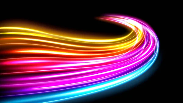 Renkli Işık Yolları Uzun Süreli Görüntü Bulanıklığı Efekti Vektör Llüstrasyonu — Stok Vektör