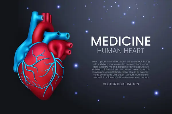 Блискуче Людське Серце Тло Посадкової Сторінки Реалістична Векторна Ілюстрація — стоковий вектор