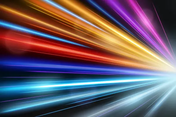 Colorful Light Trails Long Time Exposure Motion Blur Effect Dalam - Stok Vektor