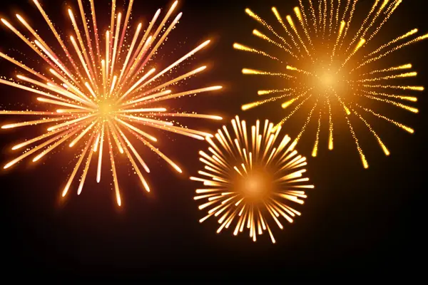 Splendente Sfondo Fuochi Artificio Celebrazione Del Nuovo Anno Illustrazione Vettoriale — Vettoriale Stock