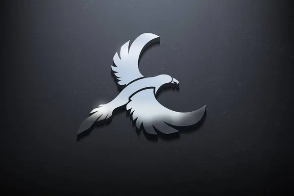 Bird Logo Design Shiny Mockup Logo Met Textured Wall Realistische — Stockvector