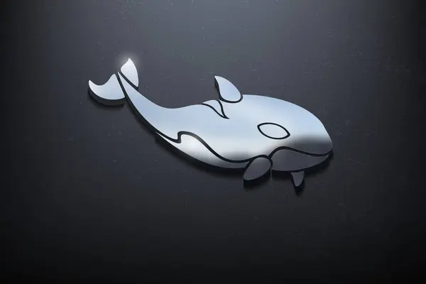 Orca Logo Design Glänzendes Mockup Logo Mit Strukturierter Wand Realistischer — Stockvektor