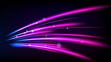 Işık yolları, uzun süre hareketli bulanık etki. Vektör İllüstrasyonu