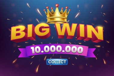 Ateşli Uçan Kıvılcımlarla Büyük Kazanan Altın Metin, Oyun Sancağı, Vektör İllüzyonu