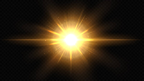 Gold Rays Background, Widescreen Vector Illustration