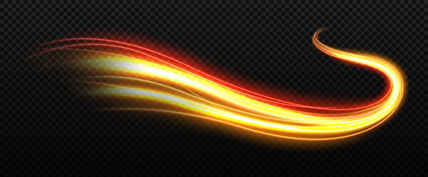 Colorful Light Trails, Long Time Exposure Motion Blur Effect, Vector Illustration