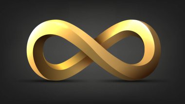 3D Altın Sonsuzluk Şekli, Png için hazır, Vektör Resimleri