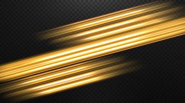 Şeffaf Arkaplanda Soyut Altın Işık Çizgisi, İzole ve Düzenlemesi Kolay Vektör İllüzyonu