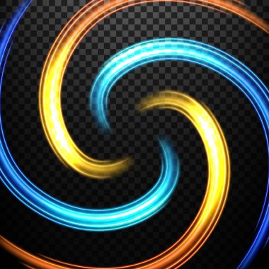 Mavi ve Altın Çember Efekti Karanlık Arkaplan, Vektör Resimleri