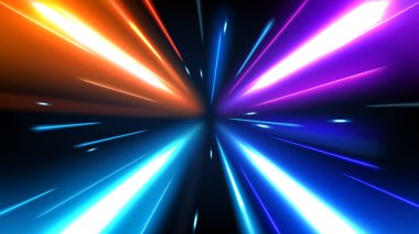 Soyut Tünel Hızı Işık Patlaması Yıldız Arkaplanı Dinamik Teknoloji Konsepti, Vektör İllüstrasyonu