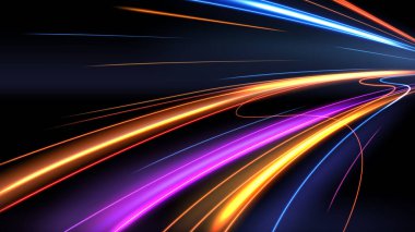 Renkli Işık İzleri, Uzun süreli Görüntü Bulanıklığı Efekti, Vektör İllüzyonu