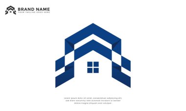 Geometrik Gayrimenkul. Eşsiz geometrik ev logosu. Emlak ajansları, mülk, bina, mimarlık şirketleri veya konut şirketleri için mükemmel. Unutulmaz ve şık bir tasarım..