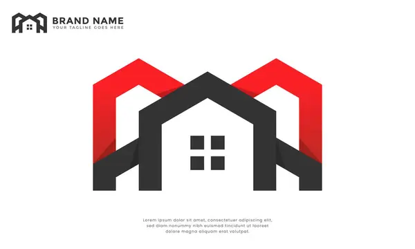 Siyah ve kırmızı ev logosu. Gayrimenkul, mimari, inşaat ve kendine özgü görsel kimlik arayan iç tasarım markaları için mükemmel. Bu çok yönlü vektör logosu, ölçeklenebilir ve özelleştirilebilir..