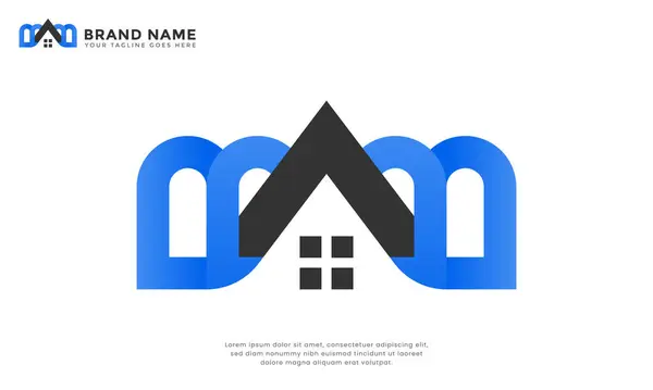 Modern M House Logosu. Modelleştirilmiş M harfleri bir ev şekli oluşturuyor. Toplumu, bağlantıyı ve modern yaşamı temsil ediyor. Gayrimenkul, sosyal gruplar veya işletmeler için ideal.