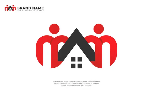 Home Community Logosu. Bir ev şekli oluşturan stilize insan figürleri. Toplumu, aileyi ve birlikteliği temsil ediyor. Gayrimenkul, sosyal hizmetler veya aile odaklı işletmeler için ideal.