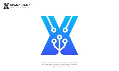 X Tech Link Logosu. X harfinin yer aldığı modern logo bağlantı sembolü ile bütünleşti. Teknolojiyi, bağlantıyı, veriyi ve yeniliği temsil ediyor. Teknolojik girişimler veya dijital platformlar için ideal.