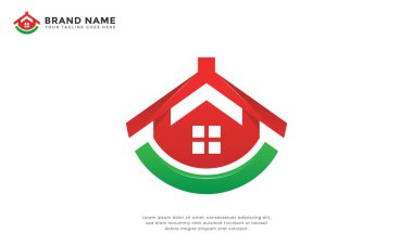 Karpuz evi taptaze ambar logosu. Karpuz ve ev kombinasyonu. Yeni bir mağaza ya da yaratıcı tasarım için ideal.