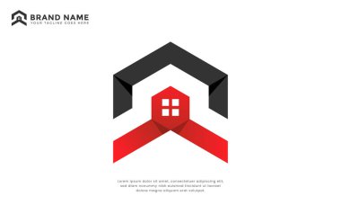 Soyut House Arrow çatı logosu. Çatı gibi bir oka sahip soyut ev şekilli Geometrik logo. Gayrimenkul, mülk, yön ve büyümeyi temsil ediyor. Çeşitli konut işletmeleri için çok yönlü.