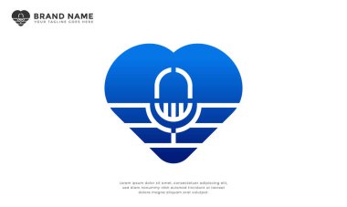 Heart Podcast Mavi Logo. Modern logo kalp ve mikrofonu birleştiriyor. Tutkulu ses içeriğini ve içten yayıncılığı sembolize eder.
