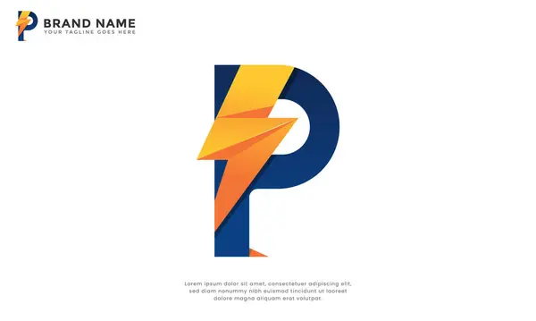 P harfi Şimşek Logosu. P harfinin yer aldığı modern logo stilize bir yıldırımla bütünleşti. Gücü, enerjiyi, hızı ve yeniliği temsil eder. Teknoloji, elektrik ve modern markalar için ideal..