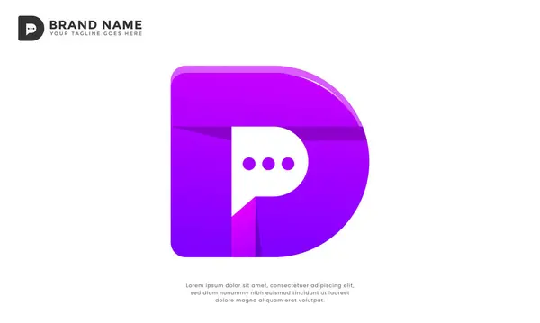 D harfi sohbet logosu. Modern D harfi sohbet baloncuğuyla birleşiyor. İletişim, teknoloji veya sosyal medya markaları için mükemmel..