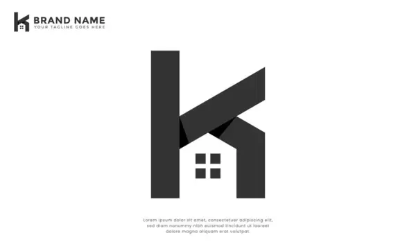 K harfi logosu. Soyut logo K harfiyle stilize edilmiş ev şeklini birleştiriyor. Gayrimenkul, inşaat veya diğer K başlangıç işletmeleri için modern ve çok yönlü tasarım uygun.