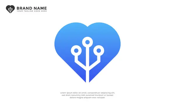 Love Tech Link logosu. Modern logo kalp şeklini bir devre kartı veya ağ sembolü ile birleştirerek, sağlık teknolojisini, bağlı bakımı, teknoloji sevgisini, dijital çözümleri veya dijital refahı temsil eder.