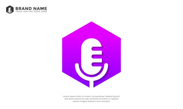 Altıgen Podcast Logosu. Canlı altıgenli modern logo, podcastlar, ses üretimi, yayıncılık veya dijital medya markaları için ideal.