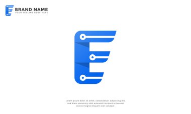 Teknoloji devre detaylarıyla modern E harfi logosu. Teknoloji, dijital veya yenilikçi markalar için geometrik tasarım. Çok yönlü vektör, ölçeklenebilir ve özelleştirilebilir. Web siteleri, uygulamalar ve markalaşma için ideal.
