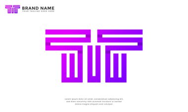 Geometrik üçlü T Monogram Logosu. Birbirine bağlı üç T harfinden oluşan modern geometrik logo. Teknoloji, danışmanlık, finans, inşaat veya iş ortaklığı için ideal.