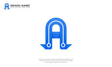 A harfi devre şeridi logosu. Devre kurdeleli modern logo A harfi.