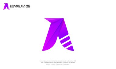 Her türlü iş için mor gradyan logo vektör şablonu olan A harfi