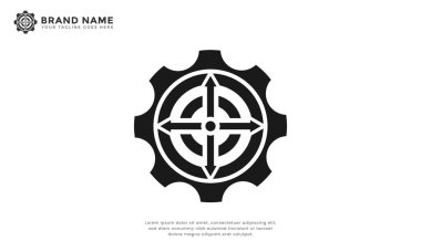 Vites Arrow İstikameti. Minimalist logo teçhizatı dört ok ve hedefle birleştir.