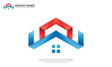 Modern gradyan emlak logosu. Ev satışları, kiralar ve emlak işleri için mükemmel. Gayrimenkul ve konut hizmetlerinde profesyonel markalaşma için basit geometrik ev sembolü.