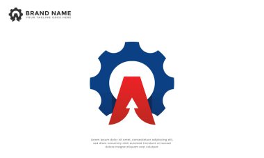 Harf A dişli yukarı ok mühendislik, otomasyon, mekanik ve teknoloji işleri için mükemmel.