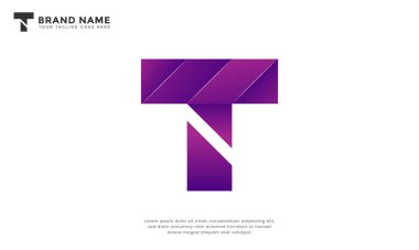 T harfi Mor Gradyan Logosu. Markalaşma ve iş logoları için kullanılabilir, düz tasarım logo şablonu