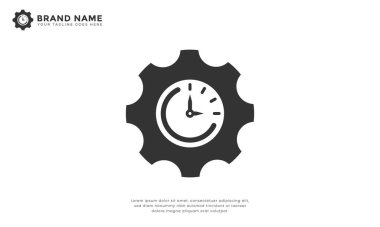 Dişli Saat Simgesi. Saati olan modern bir ikon. Zaman yönetimi, hassasiyet ve verimliliği sembolize eder.